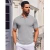 COOFANDY Mens Casual Quarter Zipper Knit Polo Shirts Short Sleeve Summer Beach Shirt Textured Jersey Tops(Light Grey)