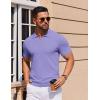 COOFANDY Mens Casual Quarter Zipper Knit Polo Shirts Short Sleeve Summer Beach Shirt Textured Jersey Tops(Lilac)