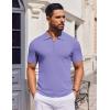 COOFANDY Mens Casual Quarter Zipper Knit Polo Shirts Short Sleeve Summer Beach Shirt Textured Jersey Tops(Lilac)