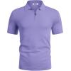 COOFANDY Mens Casual Quarter Zipper Knit Polo Shirts Short Sleeve Summer Beach Shirt Textured Jersey Tops(Lilac)