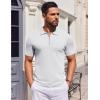 COOFANDY Mens Casual Quarter Zipper Knit Polo Shirts Short Sleeve Summer Beach Shirt Textured Jersey Tops(White)