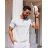 COOFANDY Mens Casual Quarter Zipper Knit Polo Shirts Short Sleeve Summer Beach Shirt Textured Jersey Tops(White)