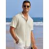 COOFANDY Men’s Casual Shirts Short Sleeve Waffle Knit Button Down Shirt Wrinkle Free Summer Beach Tops(Beige)