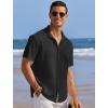 COOFANDY Men’s Casual Shirts Short Sleeve Waffle Knit Button Down Shirt Wrinkle Free Summer Beach Tops(Black)