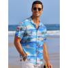 COOFANDY Men’s Casual Shirts Short Sleeve Waffle Knit Button Down Shirt Wrinkle Free Summer Beach Tops(Coconut Palm Blue)