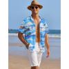 COOFANDY Men’s Casual Shirts Short Sleeve Waffle Knit Button Down Shirt Wrinkle Free Summer Beach Tops(Coconut Palm Blue)