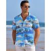 COOFANDY Men’s Casual Shirts Short Sleeve Waffle Knit Button Down Shirt Wrinkle Free Summer Beach Tops(Coconut Palm Blue)