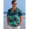 COOFANDY Men’s Casual Shirts Short Sleeve Waffle Knit Button Down Shirt Wrinkle Free Summer Beach Tops(Green Leaves)