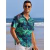 COOFANDY Men’s Casual Shirts Short Sleeve Waffle Knit Button Down Shirt Wrinkle Free Summer Beach Tops(Green Leaves)