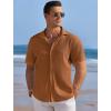 COOFANDY Men’s Casual Shirts Short Sleeve Waffle Knit Button Down Shirt Wrinkle Free Summer Beach Tops(Light Brown)