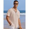 COOFANDY Men’s Casual Shirts Short Sleeve Waffle Knit Button Down Shirt Wrinkle Free Summer Beach Tops(Light Khaki)