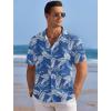 COOFANDY Men’s Casual Shirts Short Sleeve Waffle Knit Button Down Shirt Wrinkle Free Summer Beach Tops(Palm Leaf Blue)