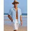 COOFANDY Men’s Casual Shirts Short Sleeve Waffle Knit Button Down Shirt Wrinkle Free Summer Beach Tops(Sky Blue)
