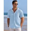 COOFANDY Men’s Casual Shirts Short Sleeve Waffle Knit Button Down Shirt Wrinkle Free Summer Beach Tops(Sky Blue)