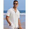 COOFANDY Men’s Casual Shirts Short Sleeve Waffle Knit Button Down Shirt Wrinkle Free Summer Beach Tops(White)