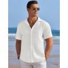 COOFANDY Men’s Casual Shirts Short Sleeve Waffle Knit Button Down Shirt Wrinkle Free Summer Beach Tops(White)