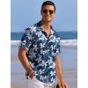 COOFANDY Men’s Casual Shirts Short Sleeve Waffle Knit Button Down Shirt Wrinkle Free Summer Beach Tops(White Flowers Navy)