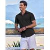 COOFANDY Mens Casual Short Sleeve Button Down Shirts Summer Untucked Wrinkle Free Shirts(Black)