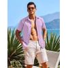 COOFANDY Mens Casual Short Sleeve Button Down Shirts Summer Untucked Wrinkle Free Shirts(Light Purple)