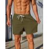 COOFANDY Mens Casual Shorts 5″ Elastic Drawstring Shorts Summer Beach Athletic Shorts(Army Green)