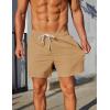 COOFANDY Mens Casual Shorts 5″ Elastic Drawstring Shorts Summer Beach Athletic Shorts(Khaki)