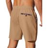 COOFANDY Mens Casual Shorts 5″ Elastic Drawstring Shorts Summer Beach Athletic Shorts(Light Brown)