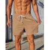 COOFANDY Mens Casual Shorts 5″ Elastic Drawstring Shorts Summer Beach Athletic Shorts(Light Brown)