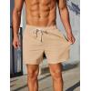 COOFANDY Mens Casual Shorts 5″ Elastic Drawstring Shorts Summer Beach Athletic Shorts(Light Khaki)