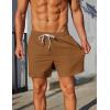 COOFANDY Mens Casual Shorts 5″ Elastic Drawstring Shorts Summer Beach Athletic Shorts(Tan)