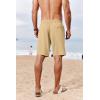 COOFANDY Men’s Casual Shorts 7 inch Elastic Waist Drawstring Lightweight Summer Beach Shorts with Pockets(Khaki)