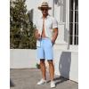 COOFANDY Men’s Casual Shorts 7 inch Elastic Waist Drawstring Lightweight Summer Beach Shorts with Pockets(Light Blue)