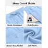COOFANDY Men’s Casual Shorts 7 inch Elastic Waist Drawstring Lightweight Summer Beach Shorts with Pockets(Light Blue)