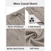 COOFANDY Men’s Casual Shorts 7 inch Elastic Waist Drawstring Lightweight Summer Beach Shorts with Pockets(Light Grey)