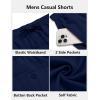 COOFANDY Men’s Casual Shorts 7 inch Elastic Waist Drawstring Lightweight Summer Beach Shorts with Pockets(Navy Blue)