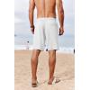 COOFANDY Men’s Casual Shorts 7 inch Elastic Waist Drawstring Lightweight Summer Beach Shorts with Pockets(White)