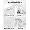 COOFANDY Men’s Casual Shorts 7 inch Elastic Waist Drawstring Lightweight Summer Beach Shorts with Pockets(White)