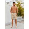 COOFANDY Men’s Casual Shorts Drawstring Summer Beach Shorts Lightweight Elastic Waist Vacation Short with Pockets(Light Khaki)