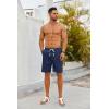COOFANDY Men’s Casual Shorts Drawstring Summer Beach Shorts Lightweight Elastic Waist Vacation Short with Pockets(Navy Blue)