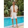 COOFANDY Men’s Casual Shorts Linen Flat Front Shorts Elastic Waist Summer Beach Shorts(A_white)