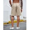 COOFANDY Men’s Casual Shorts Linen Flat Front Shorts Elastic Waist Summer Beach Shorts(Light Khaki)