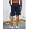 COOFANDY Men’s Casual Shorts Linen Flat Front Shorts Elastic Waist Summer Beach Shorts(Navy Blue)