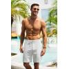 COOFANDY Men’s Casual Shorts Linen Flat Front Shorts Elastic Waist Summer Beach Shorts(White)