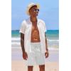 COOFANDY Men’s Casual Shorts Linen Flat Front Shorts Elastic Waist Summer Beach Shorts(White)