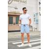 COOFANDY Men’s Casual Shorts Waffle Elastic Waist Drawstring Shorts Lightweight Summer Beach Shorts(Light Blue)