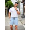 COOFANDY Men’s Casual Shorts Waffle Elastic Waist Drawstring Shorts Lightweight Summer Beach Shorts(Light Blue)
