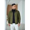 COOFANDY Men’s Casual Suede Bomber Jacket Lightweight Full Zip Up Jackets Vintage Faux Leather Jacket(Army Green)
