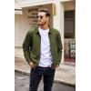 COOFANDY Men’s Casual Suede Bomber Jacket Lightweight Full Zip Up Jackets Vintage Faux Leather Jacket(Army Green)