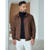 COOFANDY Men’s Casual Suede Bomber Jacket Lightweight Full Zip Up Jackets Vintage Faux Leather Jacket(Brown)