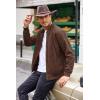 COOFANDY Men’s Casual Suede Bomber Jacket Lightweight Full Zip Up Jackets Vintage Faux Leather Jacket(Brown)