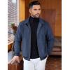 COOFANDY Men’s Casual Suede Bomber Jacket Lightweight Full Zip Up Jackets Vintage Faux Leather Jacket(Dark Blue)